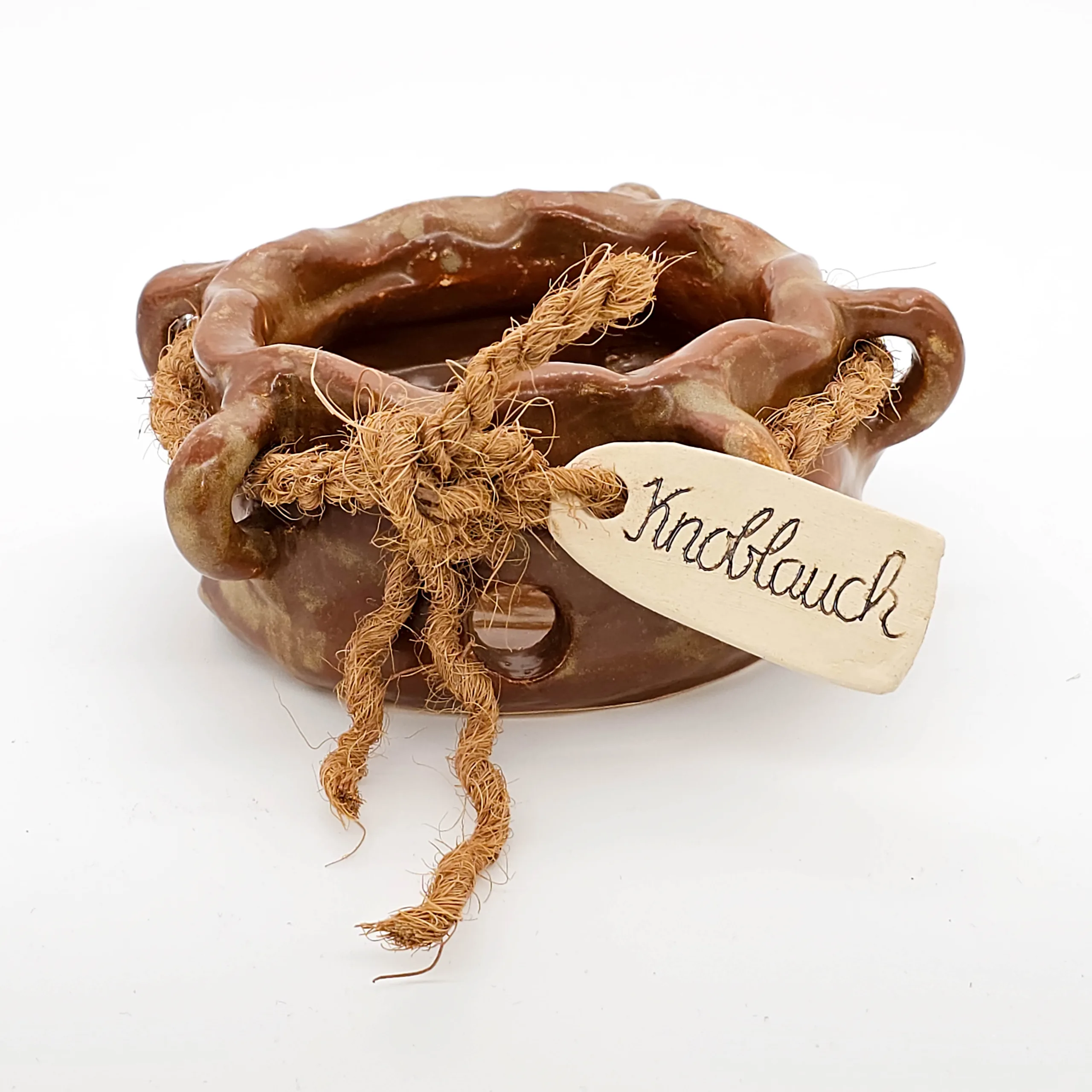 Aufbewahrung aus Ton für Knoblauch in Sackform