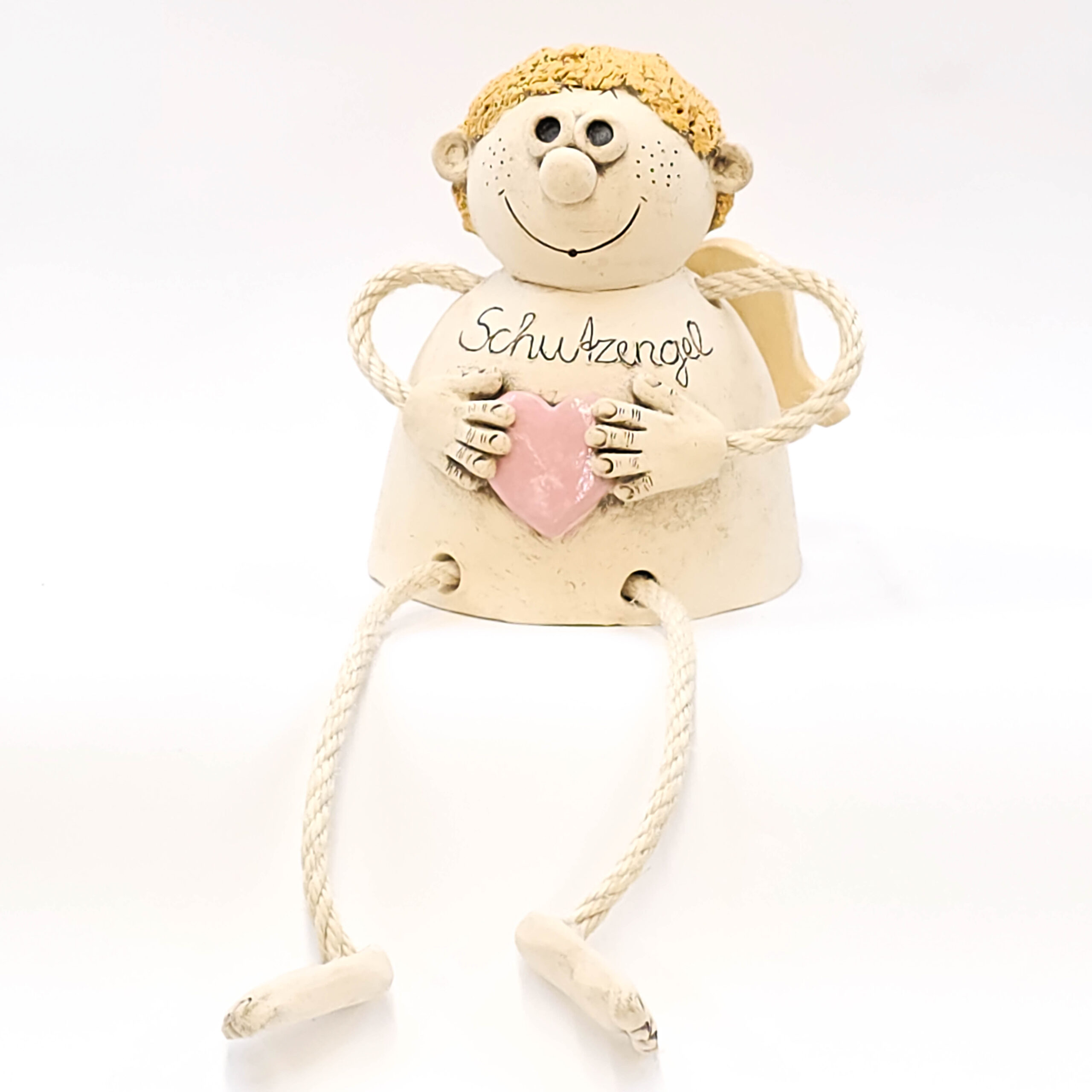 großer Kantenhocker Schutzengel aus Ton