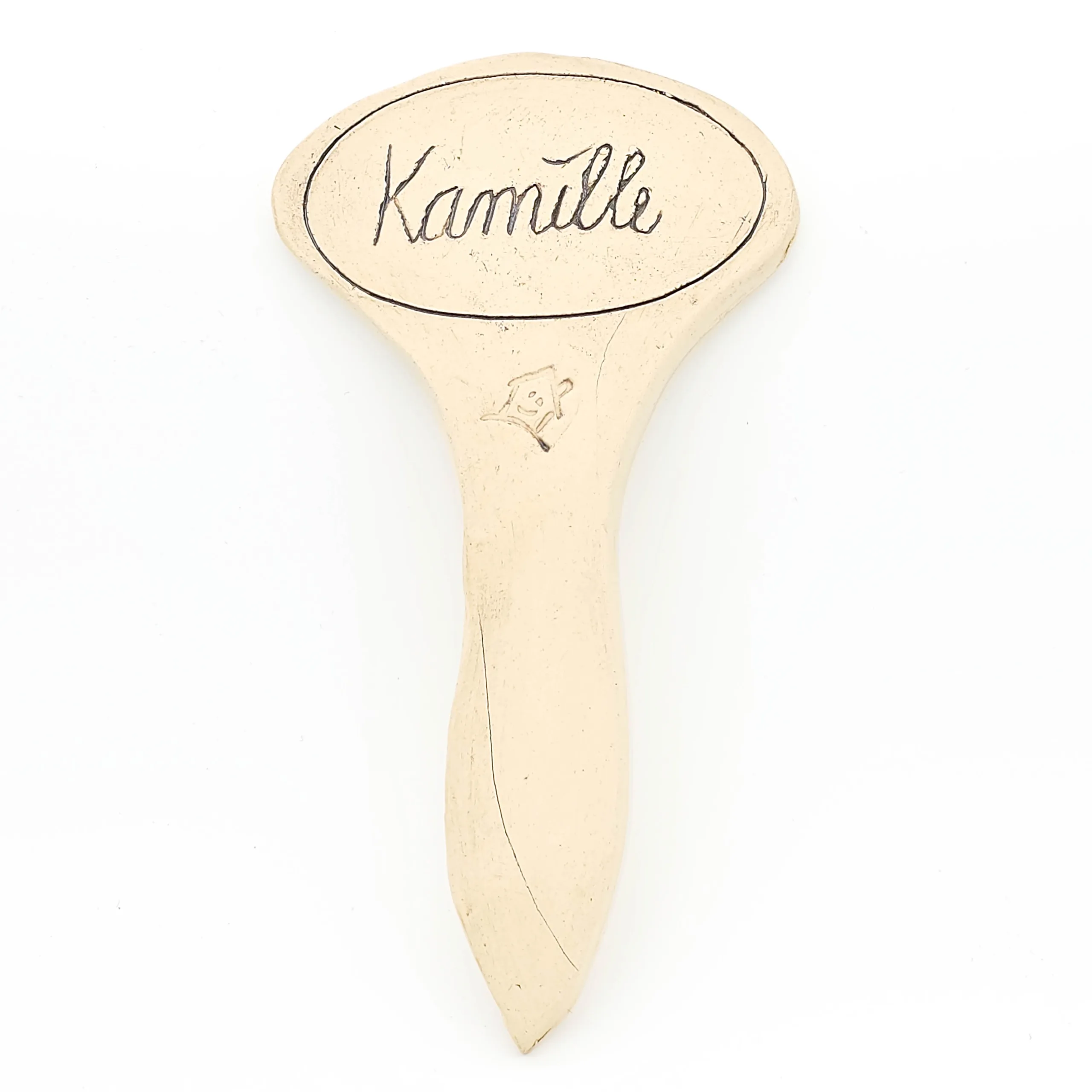 Kräuterschild aus Ton für Kamille