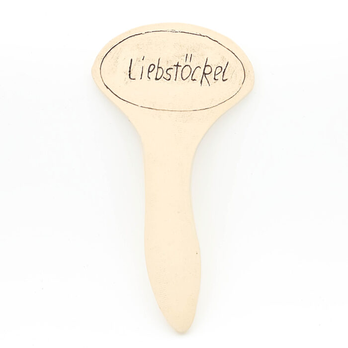 Kräuterschild aus Ton für Liebstöckel