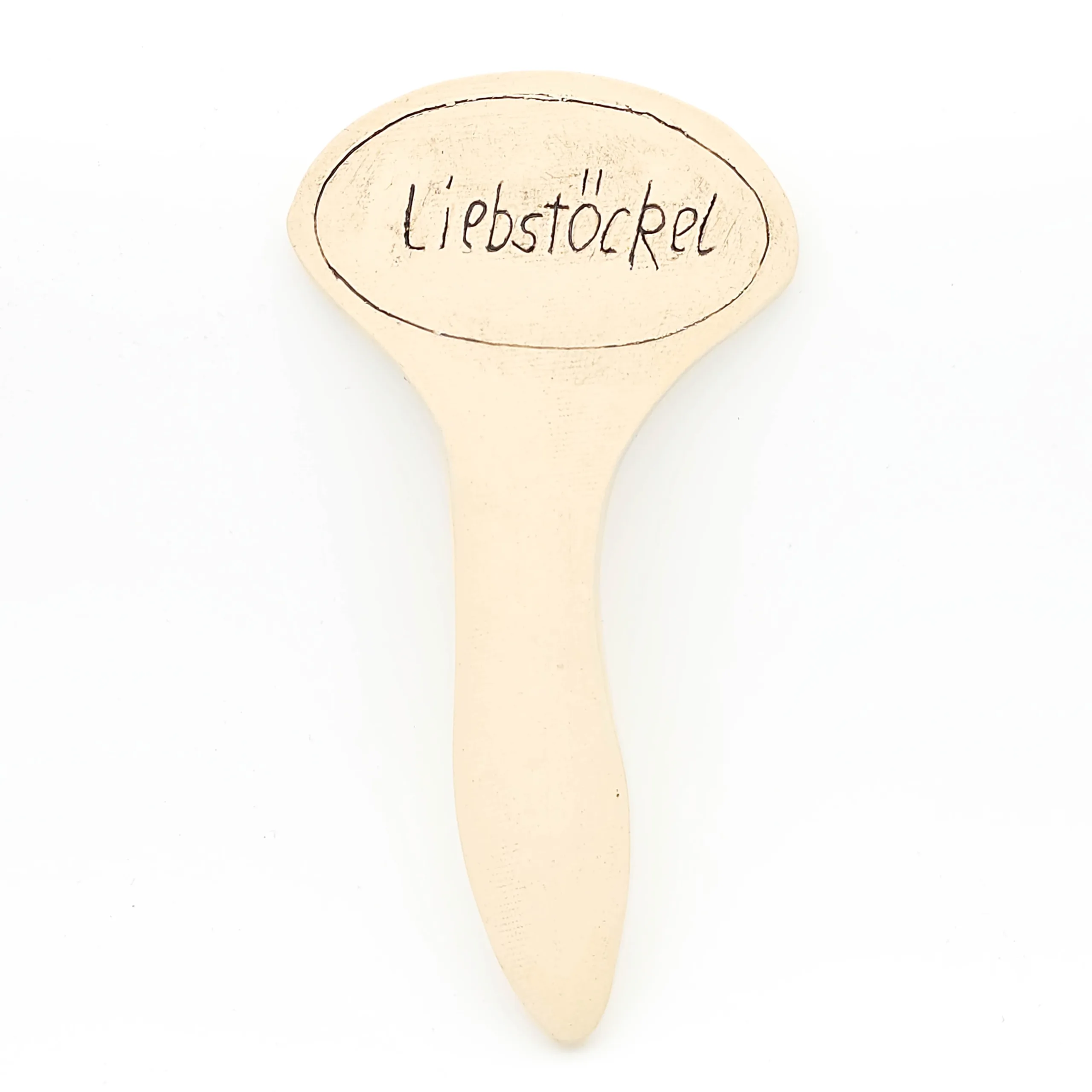 Kräuterschild aus Ton für Liebstöckel