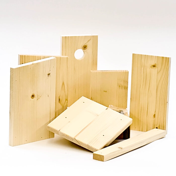 Selbstbausatz für Meisenkasten aus Holz.