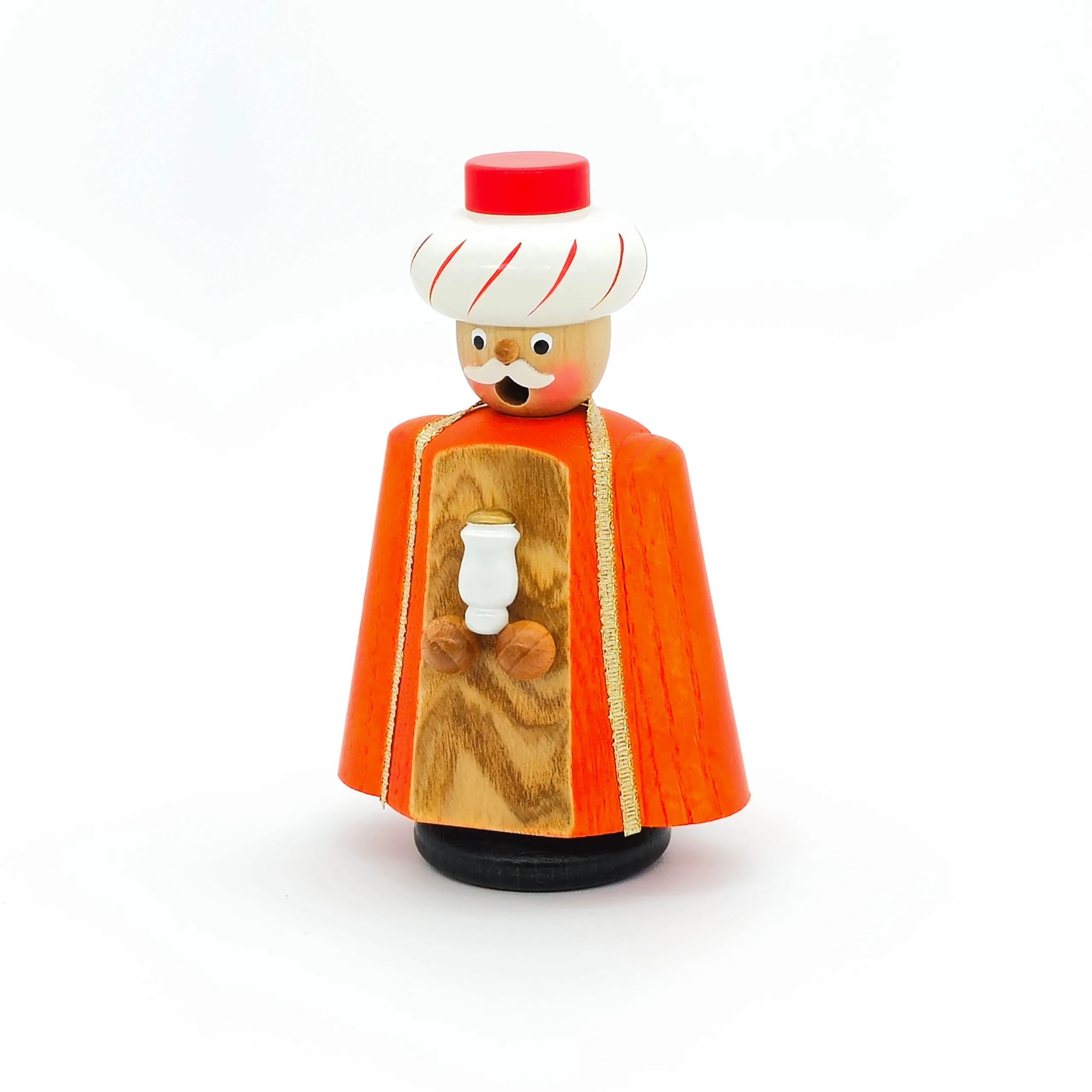 Räuchermann aus Holz in Form von Caspar, einer der heiligen Drei Könige