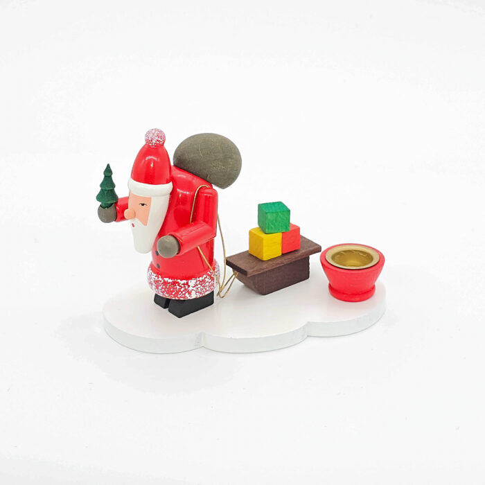 Lichterhalter aus Holz mit Weihnachtsmann