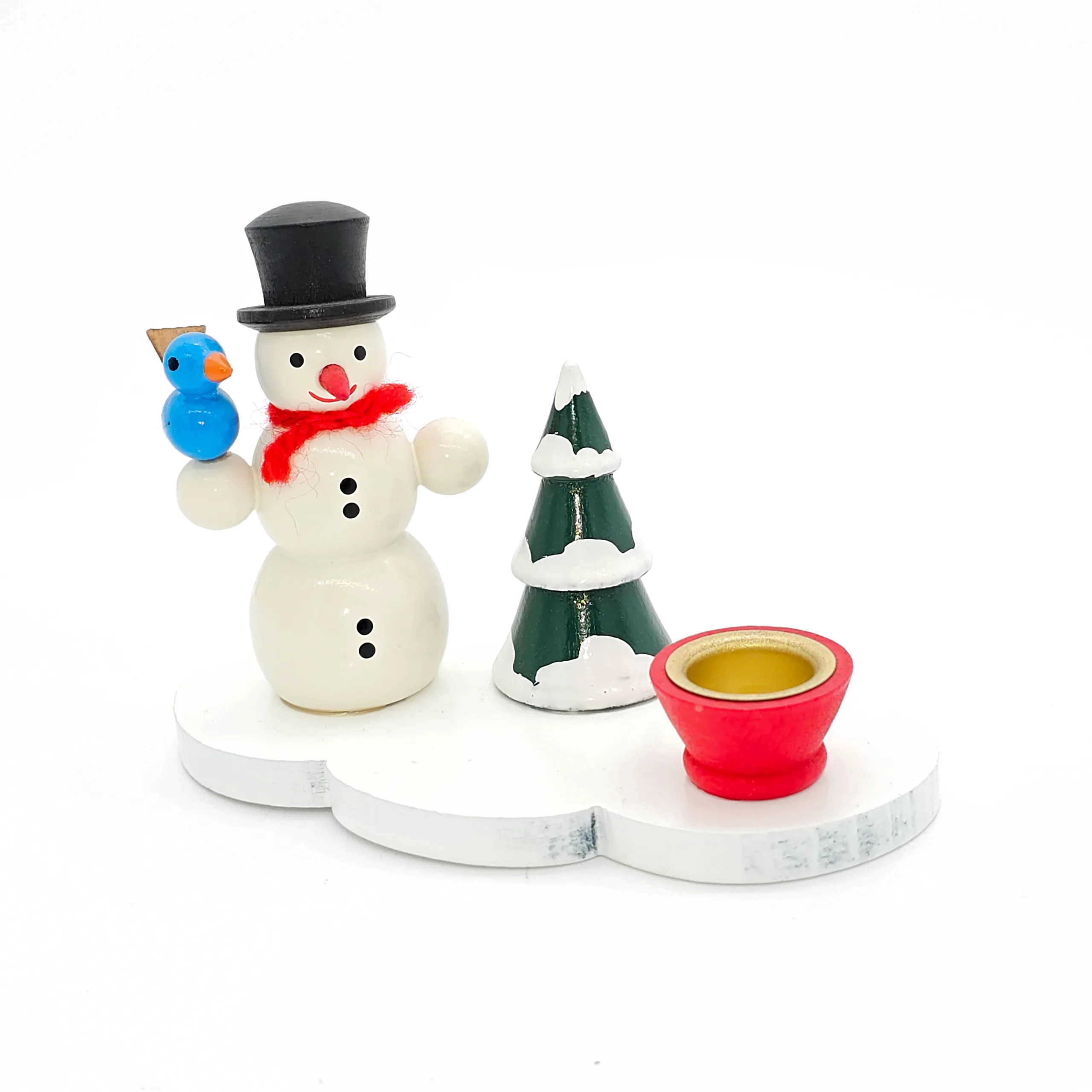 Lichterhalter aus Holz mit Schneemann