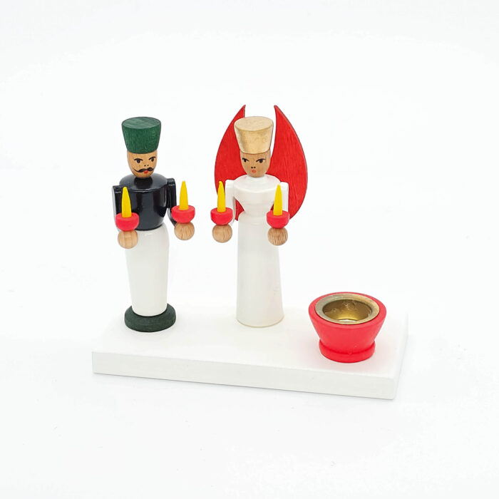 Lichterhalter mit Engel und Bergmann aus Holz