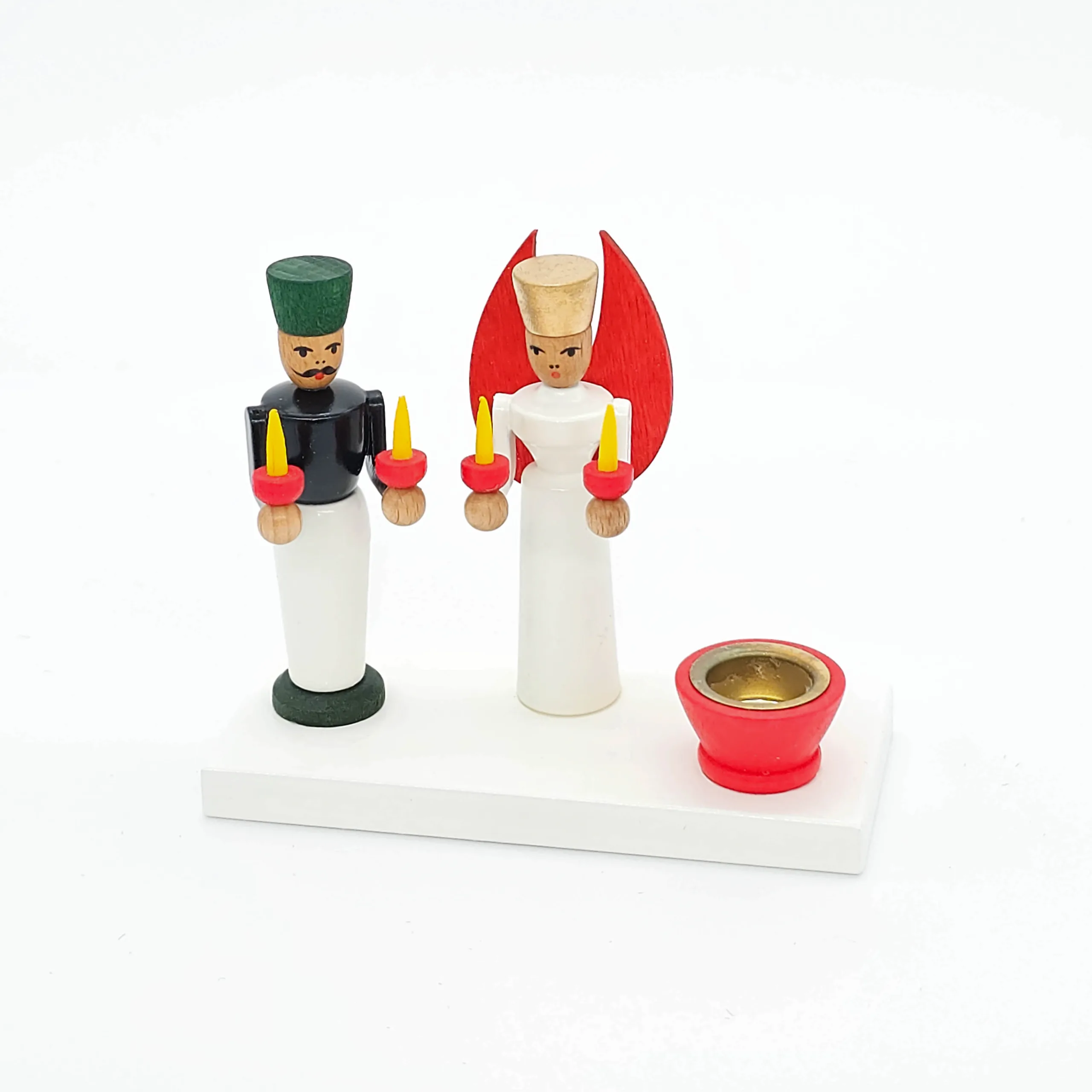 Lichterhalter mit Engel und Bergmann aus Holz