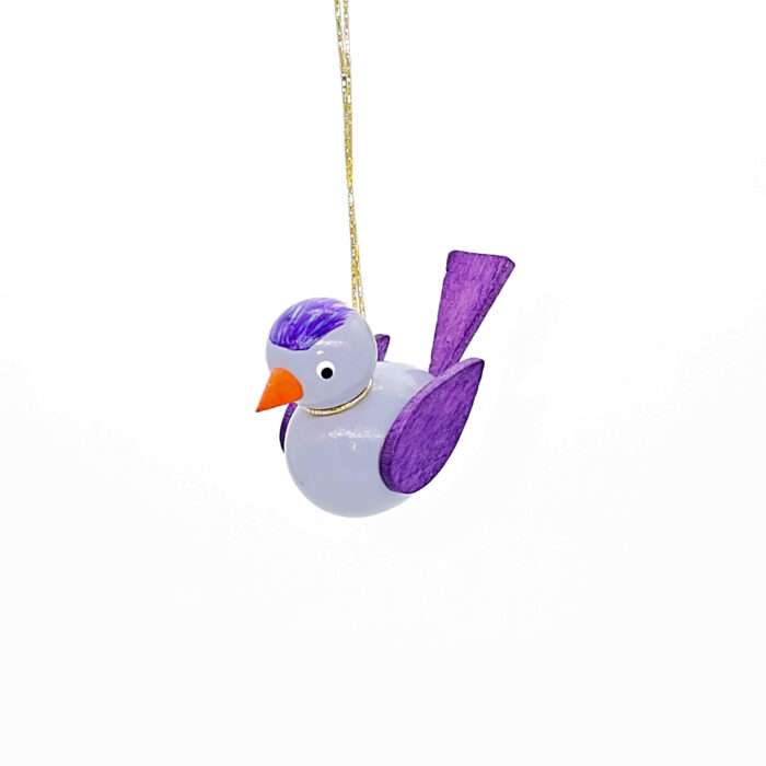 Hängender Vogel aus Holz in violette