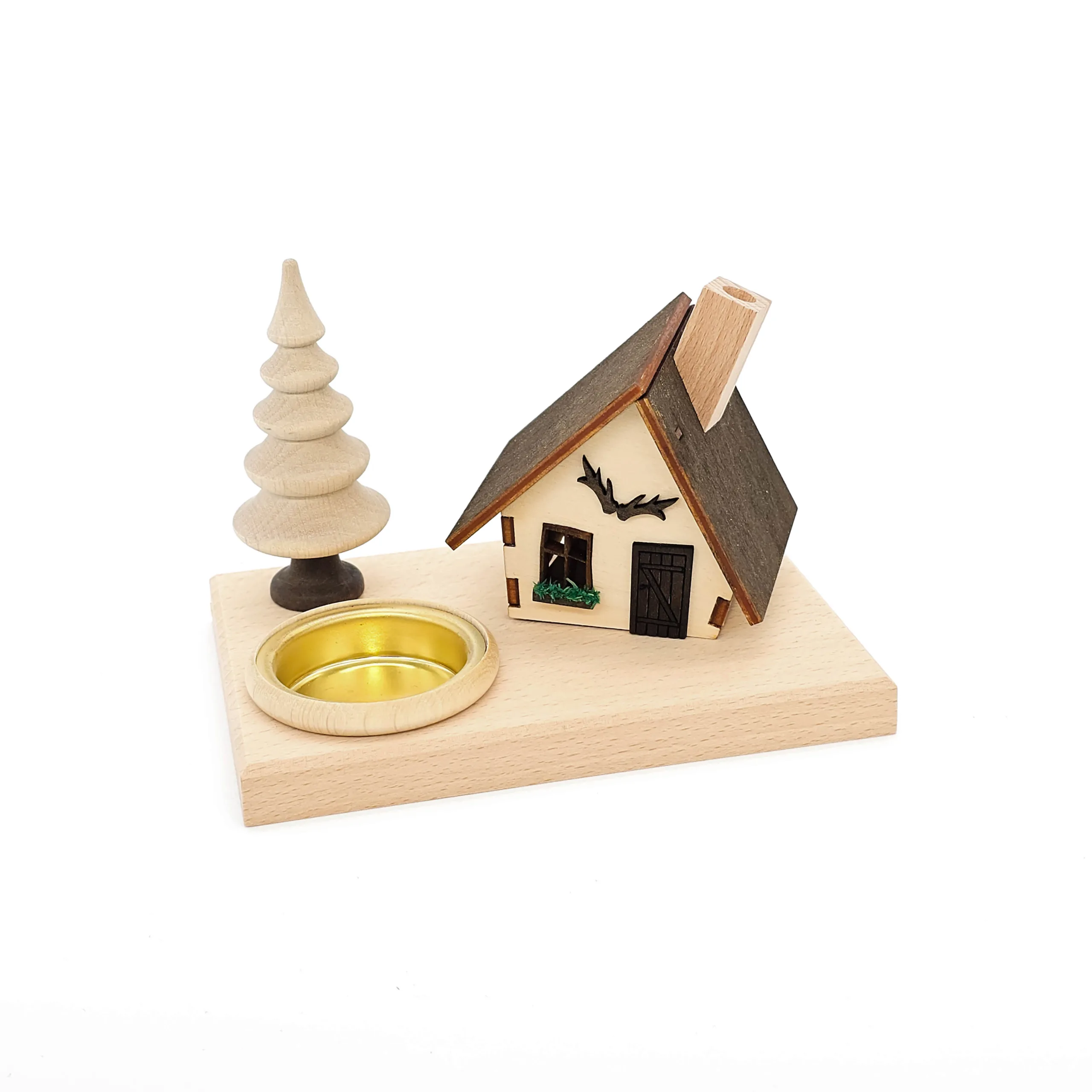 kleines schiefes Räucherhaus aus Holz