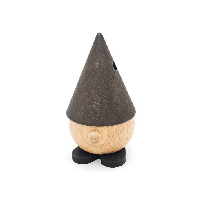 Räucherzwerge aus Holz mit braunem Hut - stehend