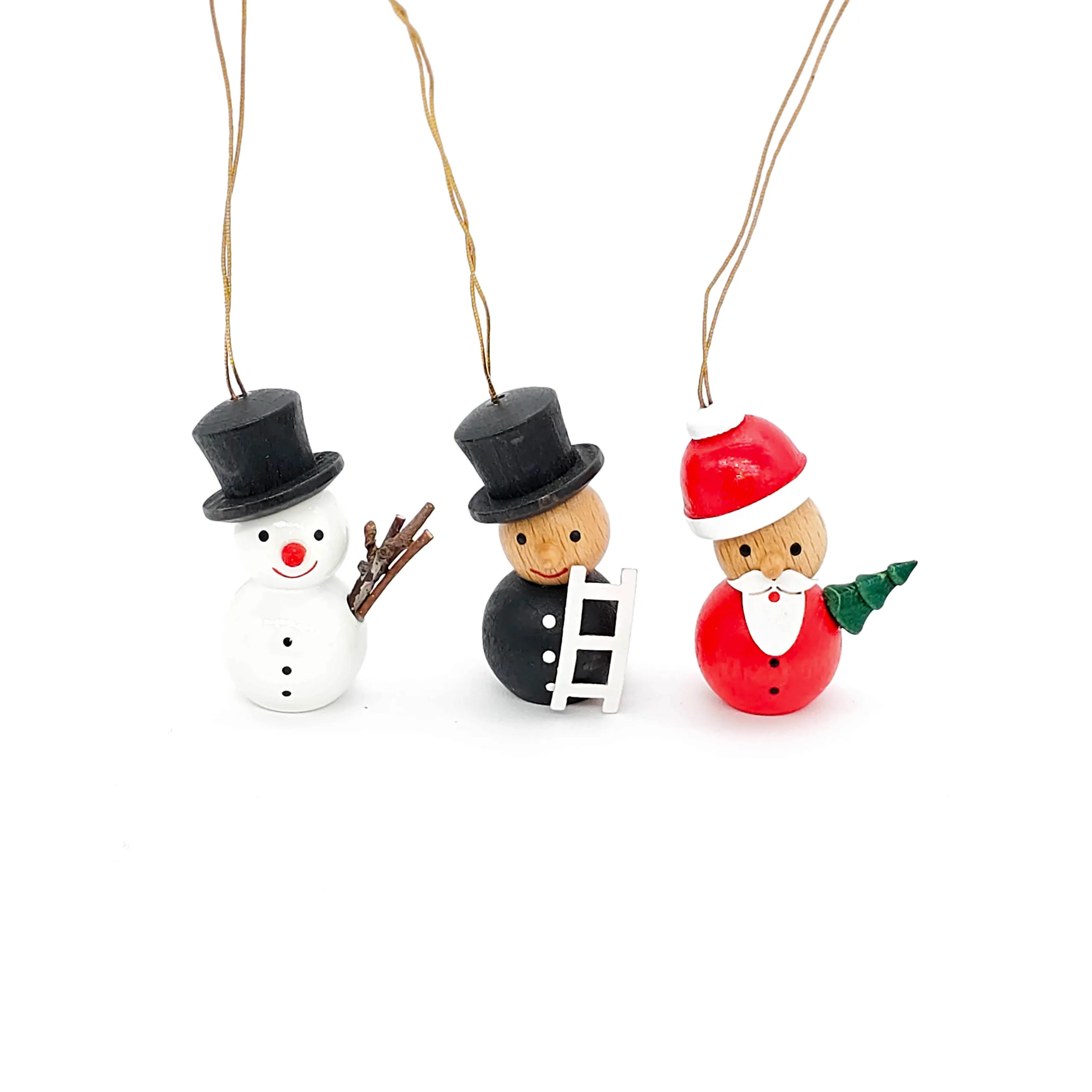3er Set aus Holz mit Schneemann, Schornsteinfeger und Weihnachtsmann