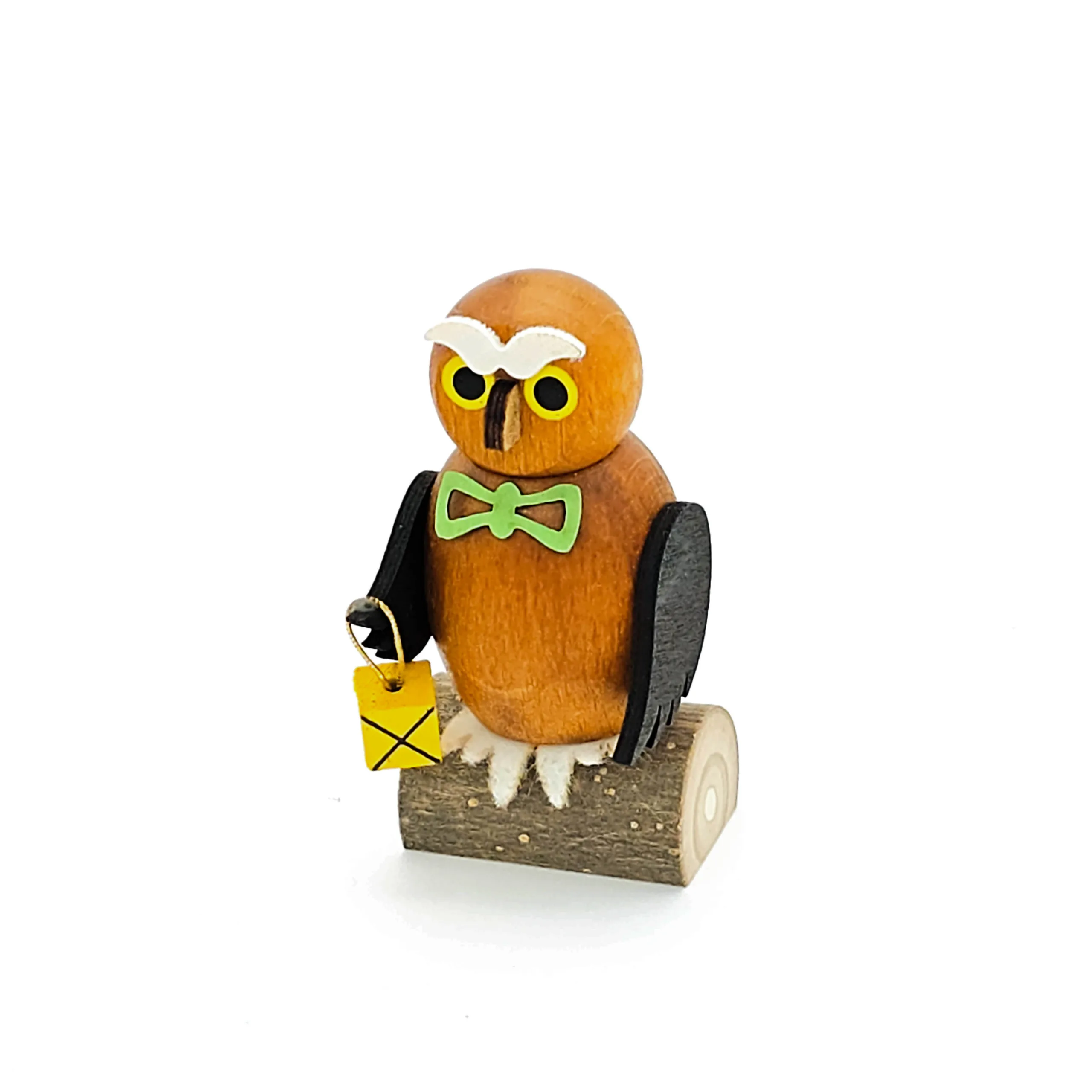 kleine Eulen aus Holz mit Laterne