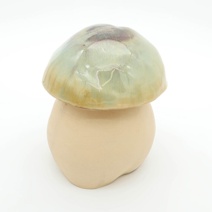 großer Keramik Pilz, Farbe braun-oliv