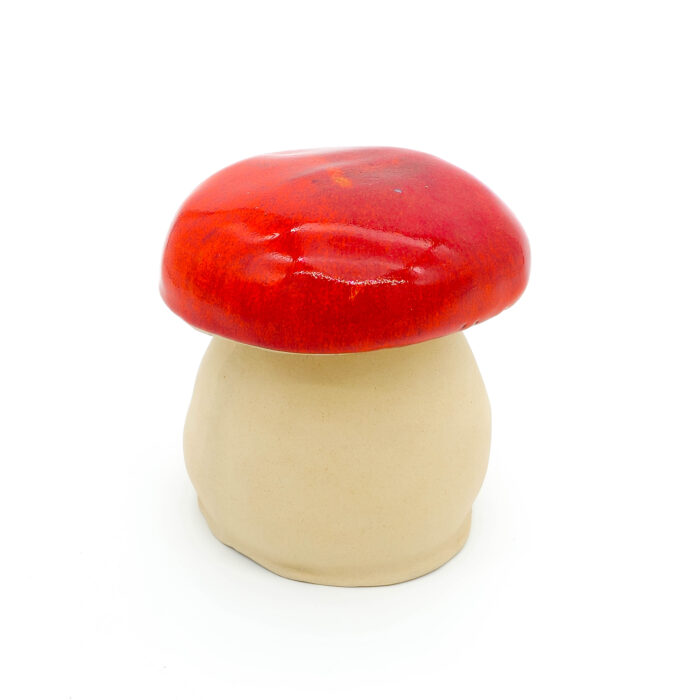 kleiner Keramik Pilz, Farbe rot